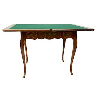 Mid Century Italian Inlaid and Gilt Brass Mounted Game Table