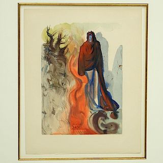 Salvador Dali, Spanish (1904 – 1989) Color wood engraving "The Ghost Spoken of Inferno 34"