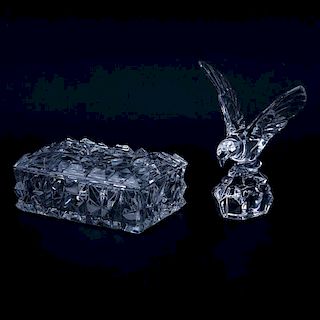 Tiffany & Co. Crystal Dresser Box and a Val St Lambert Crystal Bird Figurine