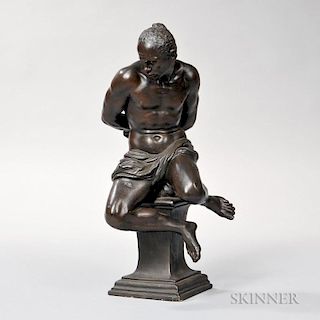 Bronzed Terra-cotta Figure The Slave, signed "Michel Ange", ht. 18 1/2 in.