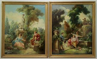 After Fragonard. Pair of Oils on Canvas From "The