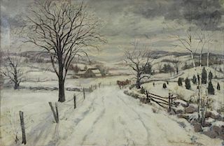 KALMENOFF, Matthew. Oil on Canvas. Winter Scene.