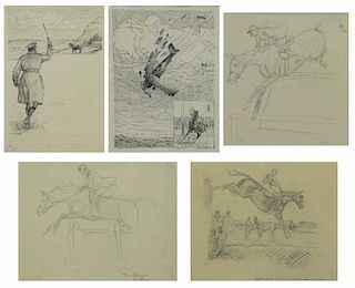 BROWN, Paul. Five (5) Equestrian Illustrations.
