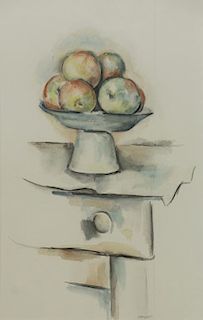 WEBER, Max. Watercolor Still Life. Bowl of Apples.