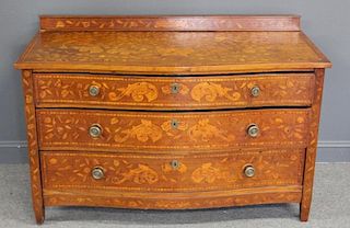 Antique Parquetry Inlaid Commode With Back Splash.