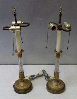 An Antique Pair of Gilt Bronze and Cut Glass