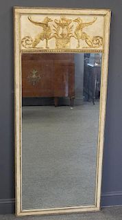 Carved and Gilt Classical Style Trumeau Mirror.
