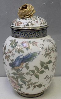 Keller et Guerin Covered Porcelain Urn.