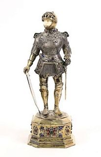 Reproduction Silvered Knight Figurine
