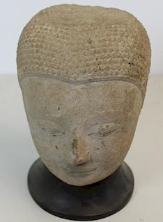 Antique Carved Stone Buddha Head.