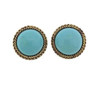 14K Gold Turquoise Earrings