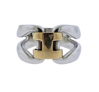 Hermes 18K Gold Sterling Silver Ring