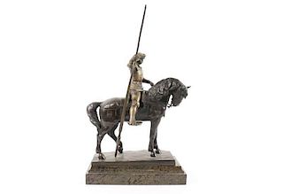 Ferd Frick, "Knight on Horseback" Bronze, 1906