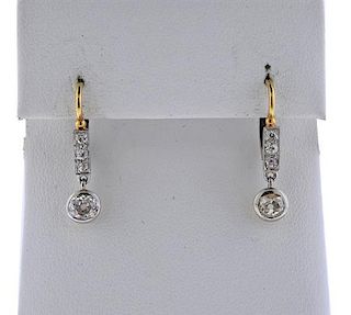 Antique 18K Gold Diamond Drop Earrings