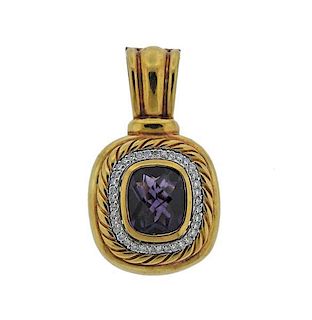 David Yurman 18K Gold Diamond Purple Gemstone Pendant