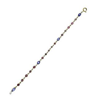 Taffin 18K Gold Blue Pink Gemstone Bracelet