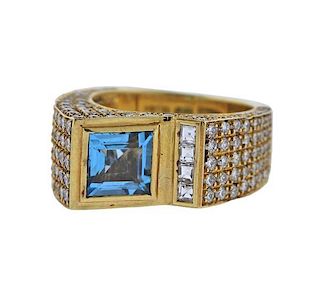Salavetti Technomarine18K Gold Diamond Topaz Ring