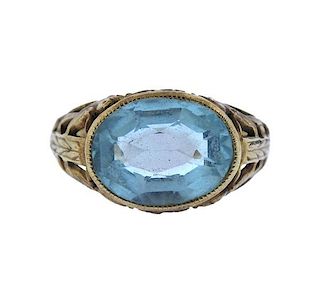 Antique 10K Gold Blue Gemstone Ring