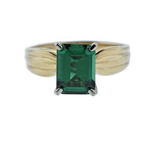 14K Gold Green Gemstone Ring