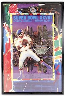 Peter Max Signed Atlanta Super Bowl XXVIII Poster