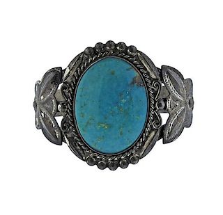 Native American Bell Trading Co Sterling Turquoise Bracelet