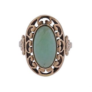 Russian 14k Gold Green Stone Ring