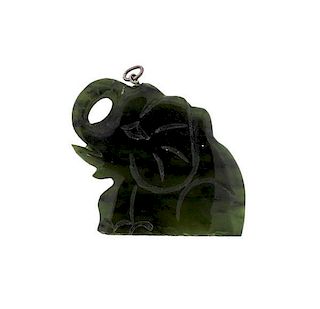 Carved Nephrite Elephant Pendant