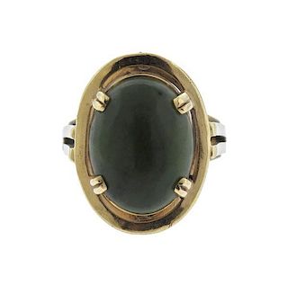 14K Gold Green Gemstone Ring