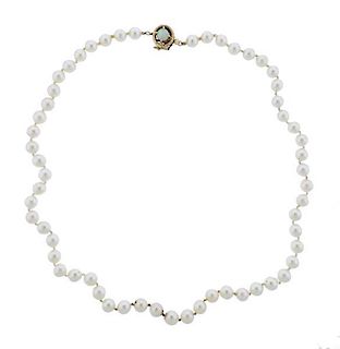 14k Gold Opal Pearl Necklace