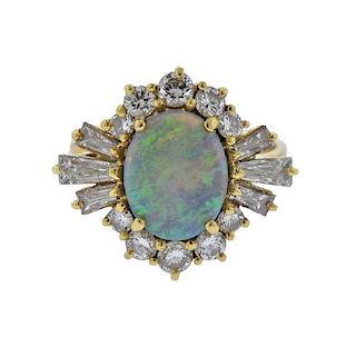 18K Gold Diamond Opal Ring