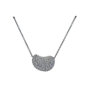 Tiffany &amp; Co Peretti Platinum Diamond Bean Necklace