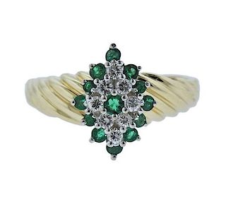 14K Gold Diamond Green Gemstone Ring