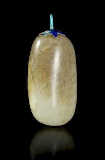 A Jade Pebble Snuff Bottle, Height 2 3/8 inches.