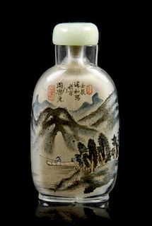 An Interior Painted Rock Crystal Snuff Bottle, Height 2 3/8 inches.