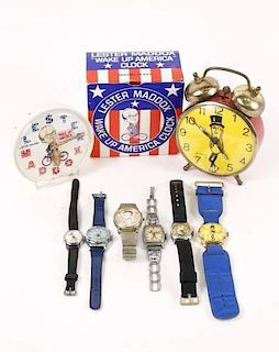 Collection of 8 Vintage Alarm Clocks & Watches