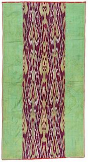 19th C. Central Asian Silk Adras Ikat Panel, Bukhara