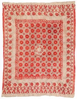 19th C. Central Asian Bokhara Blockprint Cloth: 92'' x 70''