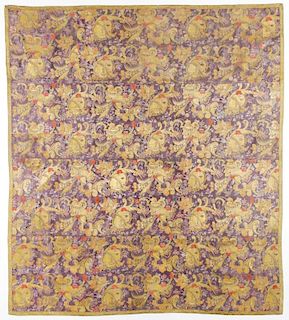 18th C. Persian Silk Brocade in Continental Style: 77'' x 86''