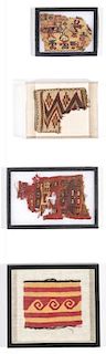 4 Pre-Columbian Textile Fragments in Frames