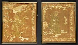 2 Framed Antique Chinese Silk Embroideries