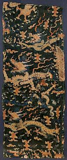 Antique Chinese Silk Embroidered Dragon Textile Panel