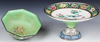 Chinese Canton Enamel Tazza and Bowl.