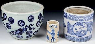 3 Chinese Blue and White Vases