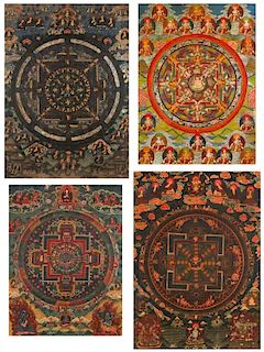 4 Tibetan or Nepalese Thangka Paintings