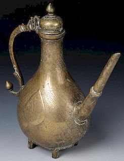 18th C. Bronze Indian Mughal Ewer/Aftaba