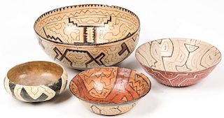 4 Old Peruvian Shipibo Bowls