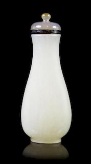 A White Hardstone Snuff Bottle, Height 2 1/2 inches.