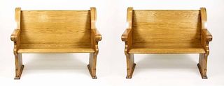 Matched Pair of Oak Church Pews