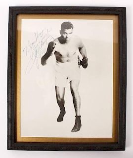 Framed Autographed Photo of Boxer Jack Dempsey