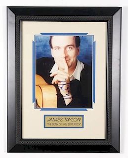 Framed Autographed Photo, James Taylor